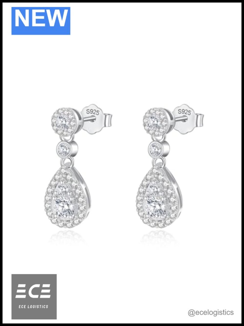 Moissanite Stud Earrings 925 Sterling Silver Plated 18K White Gold 1.01CTTW